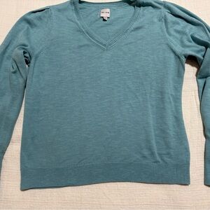 NIC+ZOE Aqua V-Neck Knit Top, Size Large